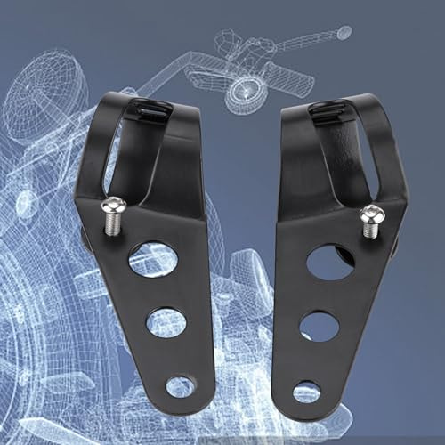 SIXRUN Staffa di Montaggio dei Fari, Ferro Battuto, Morsetto Tubo Fork 33-43 Mm per il Pilota del Chopper Cafe, Facile Installazione, Supporto Forte (BLACK)