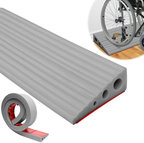 Türschwellenrampen, 100x6.5x2.5CM Schwellenrampe,Rollstuhlrampe aus PVC, Gummirampe Auffahrrampe Türschwellenrampe für Saugroboter, Rampe Türschwelle für Rollstuhl, Rollator, Kinderwagen