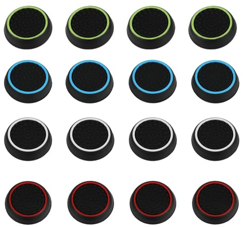 QEAS 16 Pièces Capuchons de Manette de Jeu, Capuchons en Silicone pour Thumbstick Antidérapants, Amélioration de la Précision, Accessoires Universels pour Manettes pour PS3/PS4/PS5/Xbox 360
