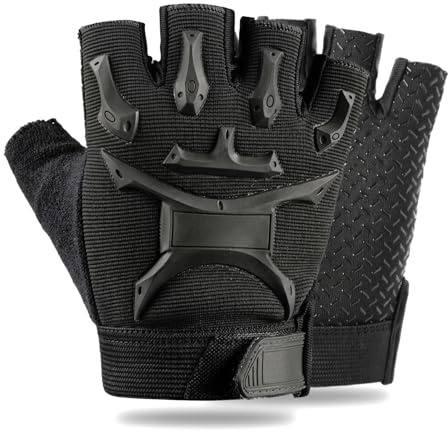 Ziyonix Guanti da Ciclismo a Metà Dita per Bambibi Antiscivolo Guanti Bici da Ciclismo Mezze Dita, Guanti Protettivi Sportivi per Bambini Allenamento in Bicicletta Arrampicata (Nero, L)