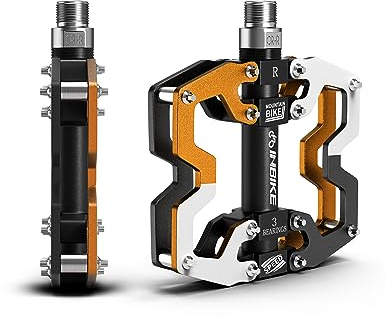 INBIKE Pedale Fahrrad MTB Rennrad Moutainbike Fahrradpedale Trekkingrad Flat Pedal Robust Aus Aluminiumlegierung Gelb