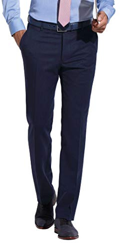 aubi: Herren Businesshose Anzughose Flat Front Modell 29, Farbe:Marine (49), Größe:52