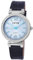 Raptor Damen-Uhr Armband aus Leder Dornschließe Armbanduhr Strasssteine Wrist-Watch 22 cm RA10109 (blau)