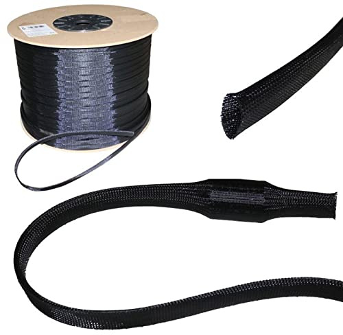 Lumonic 5m Geflechtschlauch 8mm (5-11mm) I Gewebeschlauch Kabel aus Polyester in Schwarz I Kabelschlauch, Schutzschlauch, Kabelschutz, Kabelummantelung