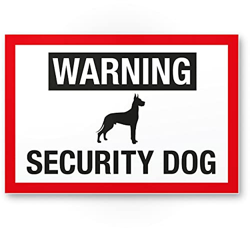 Komma Security Warning Security Dog - Hunde Schild Hinweisschild Gartentor Gartenzaun - Türschild Haustüre Warnschild Abschreckung Einbruchschutz - Vorsicht Achtung Hund