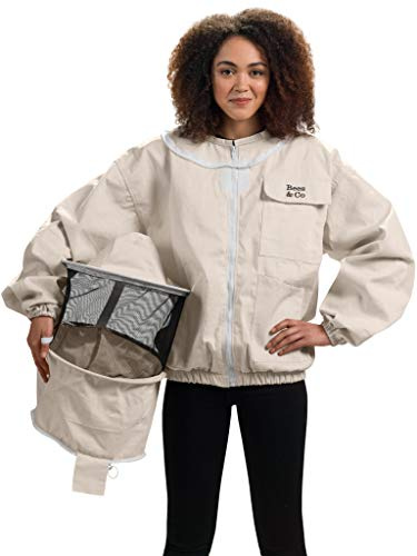 Bees & Co K73 Imkerjacke aus natürlicher Baumwolle mit Rundschleier, Elfenbein