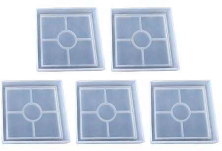 POFET Lot de 5 moules carrés transparents réutilisables en silicone pour projets de bricolage