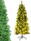 COSTWAY 4.5FT/5FT/6FT/6.5FT/7.5FT Pre-lit Slim Christmas Tree, Hinged Pencil Xmas Tree with Warm LED Lights, Foldable Metal Stand & Superior PVC Leaves, Holiday Decoration for Home and Shops(5FT)