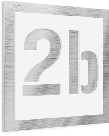 Graviers Design plaque numéro de maison pour extérieur – 120x120 mm, blanc, acier inox, personnalisable