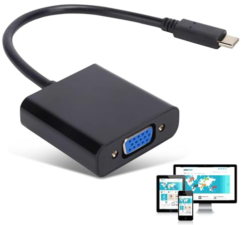 Adaptador USB C a VGA, Convertidor Tipo C a VGA Cable Adaptador de Video USB 3.1 HD 1080P de 10 Gbps USB C (Thunderbolt 3/4) a VGA Macho a Hembra para Tablet Portátil Monitor Proyector HDTV