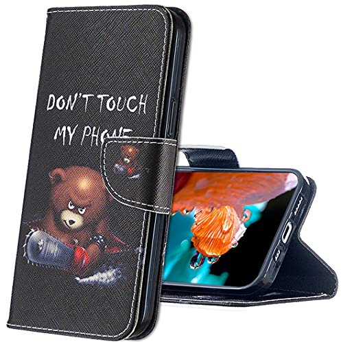 IMIRST Oppo A74 4G Hülle Leder, Langlebig Leichtes Klassisches Design Flip Wallet Case PU-Leder Schutzhülle Brieftasche Handyhülle für Oppo A74 4G / F19 4G. BF Bear
