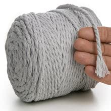 MeriWoolArt® Makramee Garn 6mm 100m Grau, Baumwollgarn Kordel, Dicke Macrame Cord für Makramee Wandbehang, Blumenampel, Vorhang und Mehr DIY Deco (Hellgrau, 6mm x 100m)
