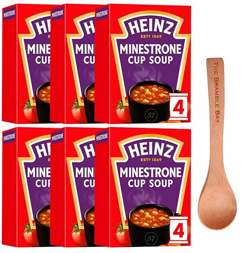 Heinz Cup Soup Minestrone Pack of 6, total 24 Sachets, Wooden Spoon