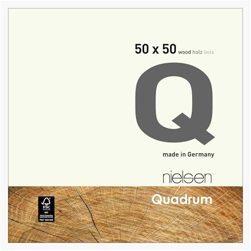 nielsen Holz Bilderrahmen Quadrum, 50 x 50 cm, Weiß | Holz Posterrahmen im Hoch- & Querformat zum Aufhängen Weiß matt Echtglas