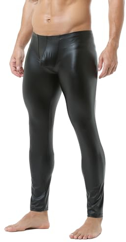 QiaTi Männer Enge Hosen Kunstleder Männer Leggings Lange Hosen PU Skinny Slim Pants Club Dance