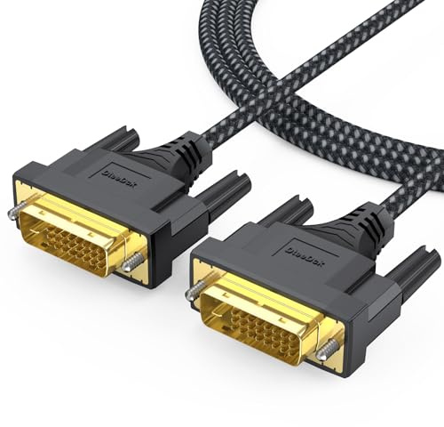 DteeDck DVI Cable 6ft, DVI to DVI-D Cables, 24+1 Dual Link DVI Cord Male to Male for Monitor Computer PC Desktop Projector Display and More