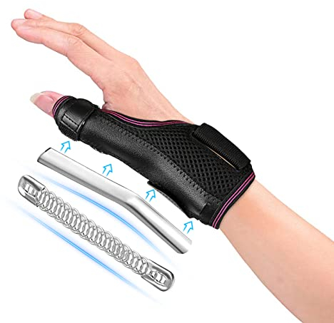 Fasola Daumenbandage Reversible, Daumenorthese für Rechts & Links, Daumenschiene mit zwei Metallschienen, Rhizarthrose Daumenbandage für Arthritis, Sehnenscheidenentzündung, Verstauchungen - L