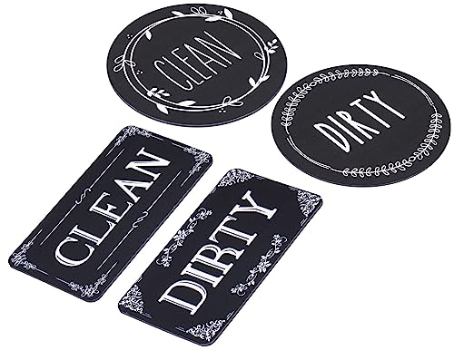 sourcing map Dishwasher Magnet Clean Dirty Sign Black-Black Double-sided Use for Dishwasher Washing Machine Refrigerator Clean Dirty Sign Indication 1set