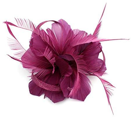 Damen Fascinator Hut Kopfschmuck Hochzeit Hüte Hat Clips Schleier Stirnband Mesh Tea Party Kopfbedeckung Frauen Pillbox Hut Haarschmuck für Kirche Halloween Cocktail Club Lila