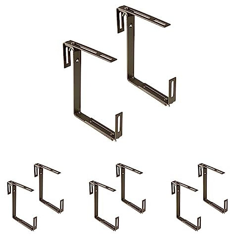 XCLOU Support pour jardinière Couleur Marron - Support de bac à Fleurs Robuste et réglable en Largeur- Accroche jardinière en métal pour Le Balcon (Lot de 4)