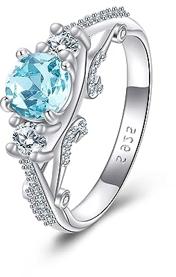 Aquamarin Ring Größe 17.25 Sterling Silber Aquamarin Birthstone Ring Aquamarin Schmuck Geschenke für Damen Mädchen Versprechen Ring für Sie (Aquamarinring)