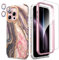 SHEDEER 4-in-1 iPhone 15 Pro Max Case with Screen Protector + Bumper & Camera Protector | Military-Grade Shockproof 360° Protection, 15 Pro Max Case Glossy Fade-Resistant Pattern Design (Black)