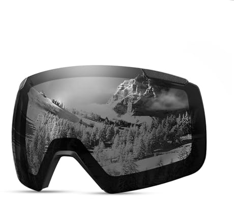 OutdoorMaster Ski Goggles Heron Replacement Lens, Magnetic Easy Lens Swap, Anti-fog, OVP Lens Wide Feild of Vision, Polarized Black Vlt 9%