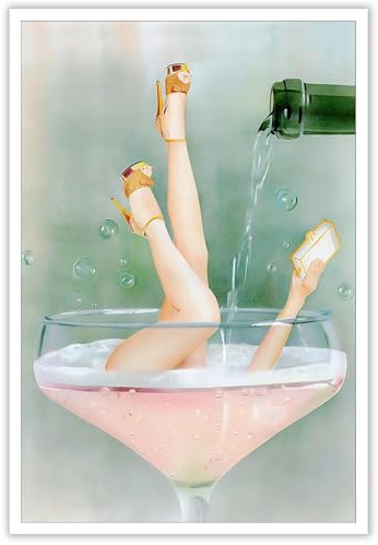 Dcvjiy Trendy Pink Bathroom Decor Posters Vintage Funky Female Champagne Canvas Wall Art Funny Alcohol Drinks Prints Painting Retro Cocktail Room Aesthetic Wall Decor 24x36in Unframed
