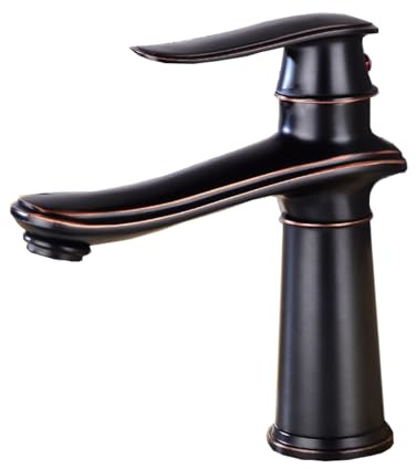 ZYCDP Wasserhahn Waschbecken Retro Badarmatur Kaltes und Heißes Einhandmischer Waschbecken Armaturen Bad Vintage, Schwarz + Antik, Kurz
