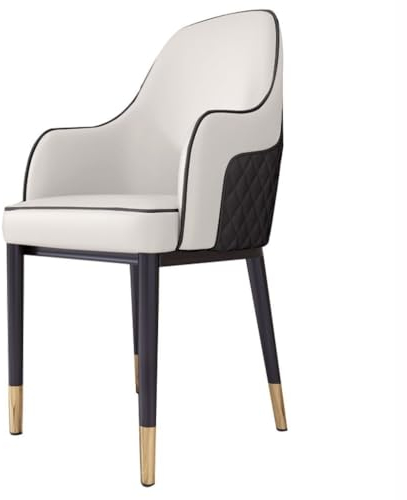 AMENAS Küche Moderne Küche Esszimmerstühle PU-Leder Wohnzimmer Akzent Armlehnstühle mit Kohlenstoffstahl-Metallbeinen für Zuhause kommerzielle Restaurants Wohnzimmer Stühle (Farbe: Beige schwarz)