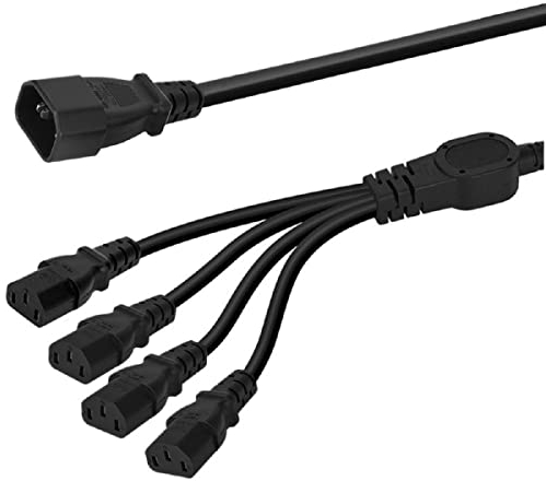 We Top PDU UPS Server C14 to 4 x C13 Y Type Split Kettle Lead IEC320 C14 Male to 4 Ways C13 Female Power Extension Cable for Home Appliance PC Computer Stage Lights