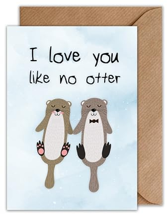 WBdesignz Beziehung Karte Liebe Partnerschaft - Niedliche Otter Valentinstag Karte für Ehefrau Ehemann Freund Freundin - Hochzeitstag Karte mit Umschlag (DIN A6)