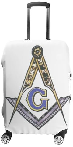 JAGHAWXL 3D Freimaurer Druck Elastisch Reise Kofferhülle für Kinder Erwachsene, Anti-Staub Anti-Kratz Gepäckabdeckung, Extra Groß Luxus Gepäckschutz für 19-32 Zoll-Gepäck (Color : A20, Size : S)