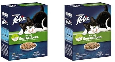 FELIX Inhome Sensations Katzenfutter trocken für Hauskatzen, mit Huhn & Gemüse, 2er Pack (1 x 1kg)