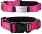 MeMeDIY Collar de Nylon Personalizado para Perros con el Nombre de la Mascota Grabado Placa de Identificación Silenciosa de Acero Inoxidable Collar Ajustable-Rosa Fuerte, L