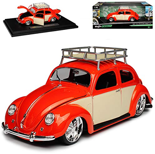 Generisch Volkwagen Käfer Coupe Tuning Rot mit Beige 1/18 Modell Auto