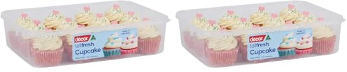 Décor Tellfresh 12 Cupcake Storage Box | Airtight Lid | Dishwasher Safe | 4L Capacity (Pack of 2)