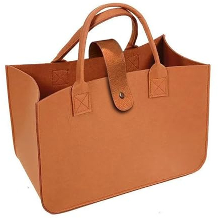 XUEHOU Filztasche Shopper Einkaufstasche Einkaufstasche Faltbar Filz Tasche Tragetasche Einkaufskorb Filz Henkeltaschen Damen Shopping Braun Bag für Ausgehen Einkaufen