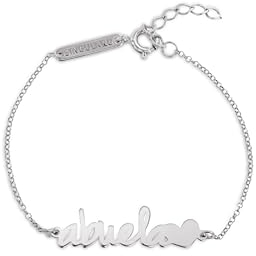 SINGULARU - Pulsera Abuela Heart. Plata de Ley 925 con Acabado Baño de Rodio y Palabra Abuela. Joyas para Mujer