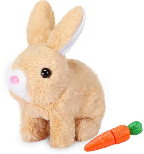 Sunshine smile Conejo saltando, juguete de conejo que rebota, conejito parlante, peluches de conejo, pequeños animales de peluche, hace ruido y sus orejas y nariz se mueven