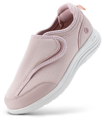 FitVille Chaussures de Marche pour Femmes Extra Larges avec Scratch Chaussures de Rééducation Respirantes et Antidérapantes