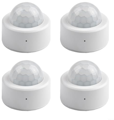 HEIBTENY Lot de 4 détecteurs de Mouvement PIR pour ZigBee ZM-35ZH-Q pour détecteur de Mouvement sans Fil pour Sonoff avec Pile Bouton Cr2450 33 mm x 27 mm Blanc