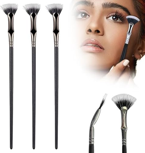 Upgraded Folding Angle Scalloped Lash Brush, 2024 New Mascara Fan Brush for Lashes Eyelash Separator Tool, Eye Makeup Fan Brush Eyelash Comb for Upper Lower Eye Lash (3 PCS)