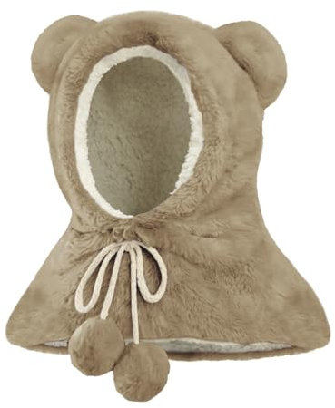 JFAN Unisex Kinder Wintermütze Mädchen Warm Niedlich Schalmütze Schädeldecke Beanie Schlupfmütze mit Fleecefutter für Kinder Jungen Mädchen,Khaki