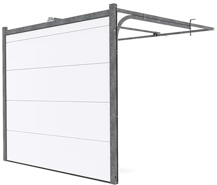GM Portes - Porte de garage LANCE Sectionnelle | Avec moteur et 2 télécommande | Moteur: Ecoline - Wifi - Inclus | 212cm X 240cm | Blanc - Finition lisse sablé
