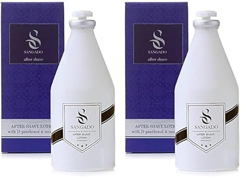 SANGADO Aftershave-Lotion für Männer, Feuchtigkeitsspendend, Erfrischend, Luxuriös, Waldiger, Aquatischer Duft, Feine Französische Essenzen, Langanhaltend, Modern, Energetisch, 100ml (Packung mit 2)