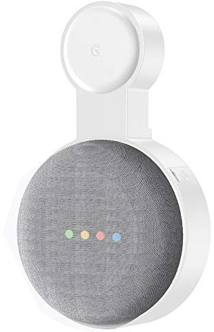 honecumi Wall Mount for Google Nest Mini (2nd Generation) Audio | Bracket Wall Mount Stand Holder for Google Nest Mini Speaker Assistant, Cable Management Space Saving Socket Stand- Elegant White