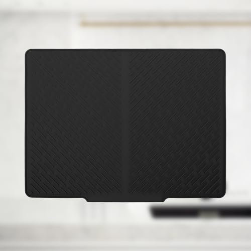 Gachiwar Alfombrilla Escurreplatos de Silicona, 58 cm x 44 cm escurreplatos silicona,Bayeta escurreplatos,antideslizante, resistencia a altas temperaturas,Tapete de silicona para induccion,Negro