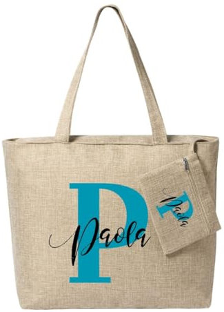 Weprintfy. | Bolso Personalizado con Inicial y Nombre | Regalos Personalizados para Mujer | Bolsa Playa | Regalos Originales para Mujer | Ideal Para Regalos | ideal para cualquier Evento
