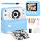 Appareil Photo Instantané, GuKKK 2.4 Écran Appareil Photo Numérique Enfant, Caméra Vidéo avec Papier d'impression et Carte 32GB Stylos Colorés, Noël Anniversaire Cadeau pour Enfant 3-10 Ans (Bleu)